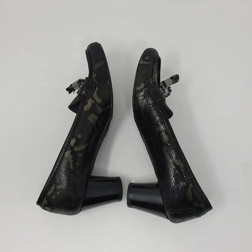 Stuart Weitzman Camouflage Print Loafer Heels 7.5